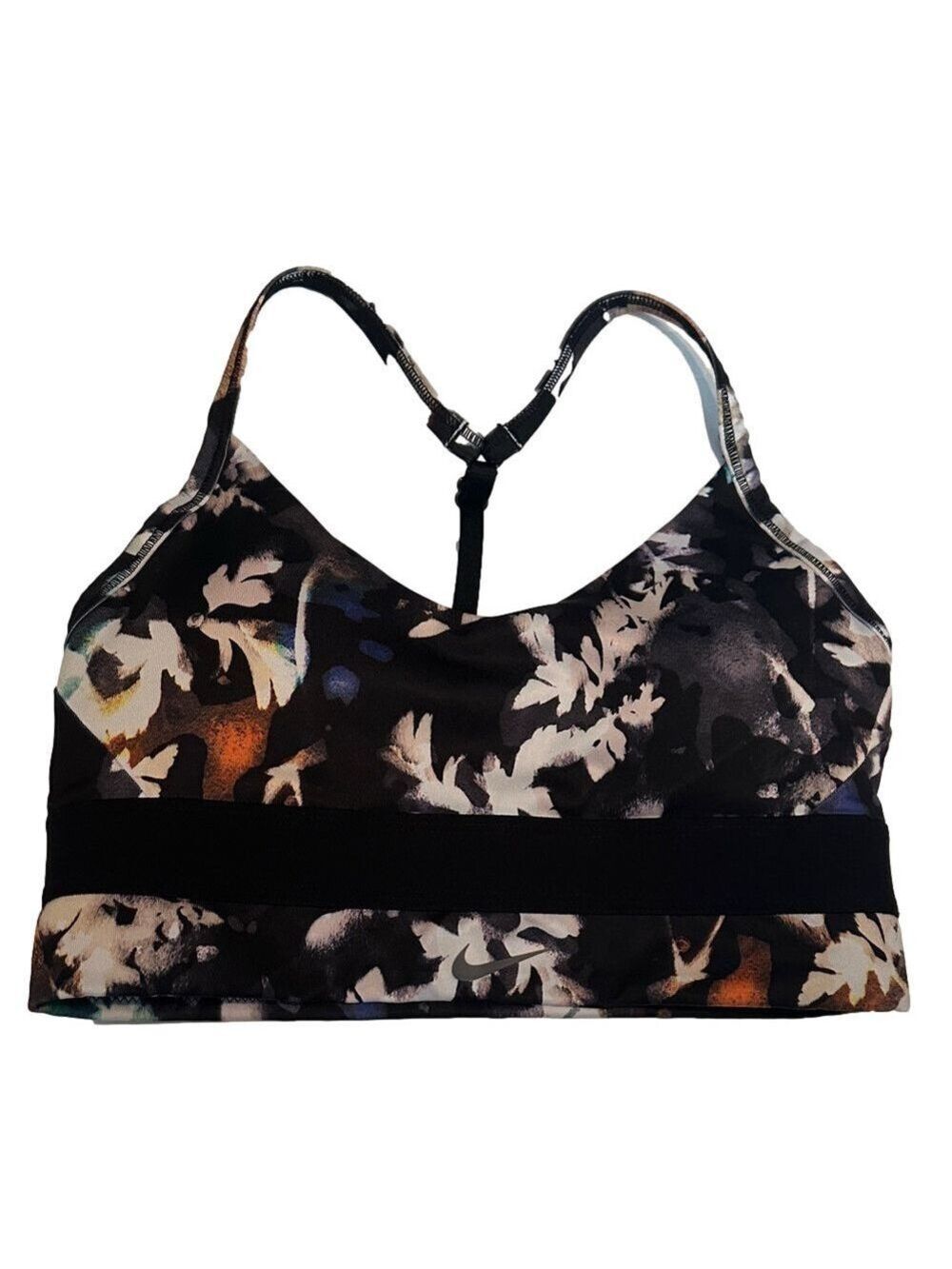 Nike Sports Bra Black White Floral Small